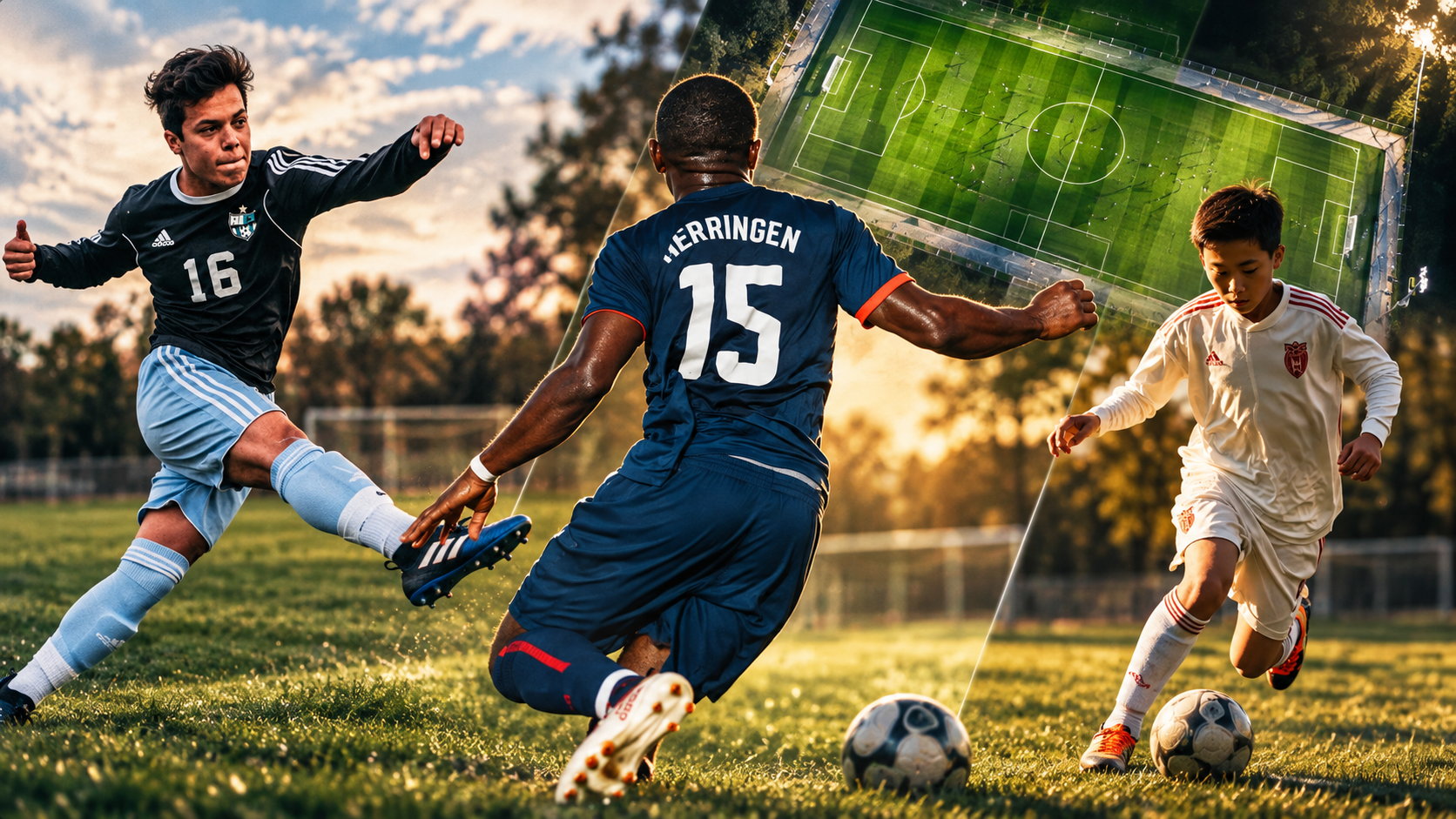 Academy player competing for a high ball